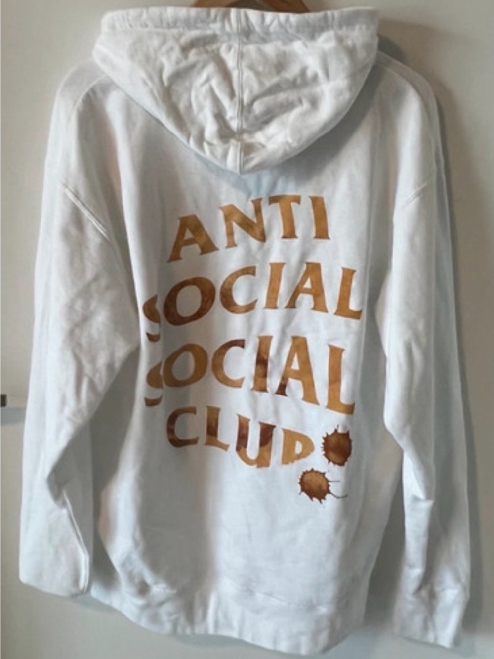 Anti Social Social Club White Hoodie with Gold Logo Size Large NWOT